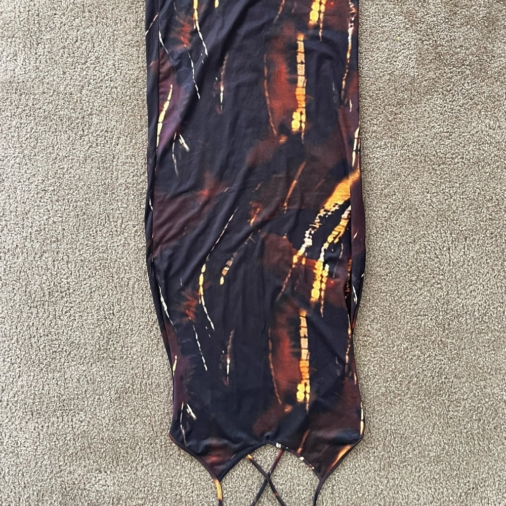 Black and gold cross strap dress